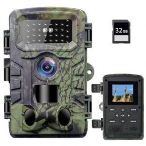 Cam&eacute;ra de chasse 4K - Vision nocturne - Temps de d&eacute;clenchement de 0,2 s - Cam&eacute;ra infrarouge avec carte SD 32 G - Cam&eacute;ra de trail &eacute;tanche pour la