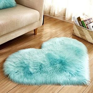 40 x 50 cm / 15,7 x 19,6 pouces petit coeur forme faux tapis en peau de mouton doux long en peluche moelleux shaggy tapis tapis tapis chambre canapé