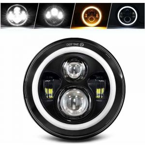 Jalleria - Pouces Phare led Moto Rond 4 Modes Eclairages drl Blanc Clignotant Ambre L'intégration Compatible avec Touring Road King Ultra Classic