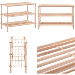 Range-chaussures &agrave; 3 &eacute;tag&egrave;res Bois de sapin solide - Meuble Rangement Chaussures - &Eacute;tag&egrave;re Chaussure - Organisateur Chaussures - Meuble Entr&eacute;e