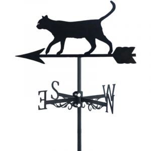 Girouette d&eacute;corative en m&eacute;tal en forme de chat, indicateur de direction du vent, girouette en fer pour toit, ferme, cour, jardin