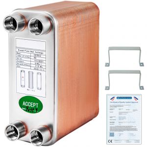 Vevor &ndash; Echangeur thermique &agrave; 60 plaques &ndash; Acier inoxydable 316L &ndash; Haute efficacit&eacute; thermique &ndash; Pour refroidissement huile industrielle et