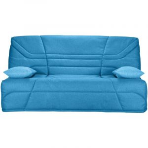 Les Tendances - Banquette clic clac tissu 130x190 matelas Starbed 13cm avec coffre de rangement Raka-Bleu canard
