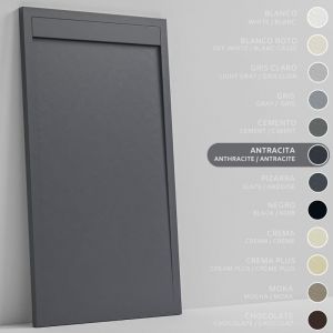 SOULBATH Receveur de Douche -R&eacute;sine -Gel Coat -Texture Lisse/Pierre -Antid&eacute;rapant -Couleur Anthracite 90x80 Extra plat 3Cm Conception Minimaliste