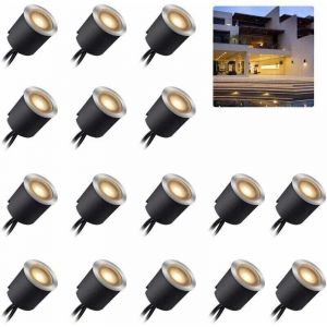 Spots LED Encastrable Ext&eacute;rieur IP67-16PCS Spots &agrave; Encastrer pour Terrasse Bois Plafond,&eacute;tanche 0,6 W &Oslash;32 mm &agrave; l'ext&eacute;rieur pour patio cuisine jardin