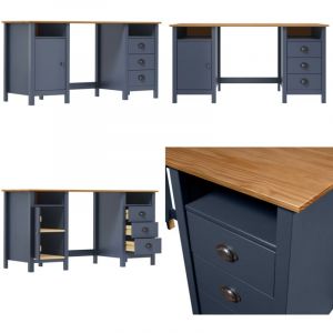 Vidaxl - Bureau Hill Gris 150x50x74 cm Bois de pin solide - Bureau En Bois - Bureau Design - Bureau Industriel - Bureau Vintage - Meuble De Bureau