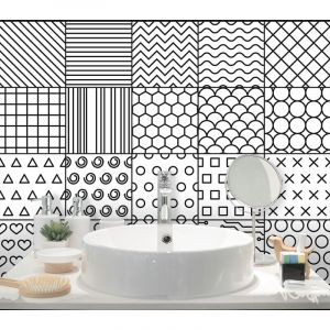 Sticker Mural Carrelage adh&eacute;sif Cuisine Salle de Bain - 9 stickers carreaux de ciment ethnique davao - 9stickers15x15cm