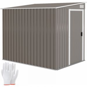 Abri de jardin m&eacute;tallique 2,81m&sup2; (154x206,5x181 cm) avec toit en appentis et base int&eacute;gr&eacute;e