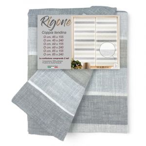 Tex Family - paire de rideaux verre modernes 45 ou 60 ou 85 de large rigone Gris et Gris Tourterelle paire (2 feuilles) cm. 85X155
