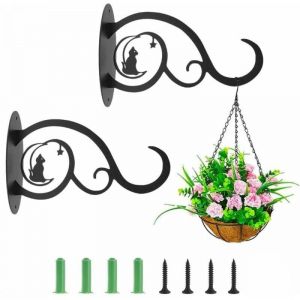 Support Plante Mural Balcon,(2pcs) Crochet de Suspension en Fer Forg&eacute; Panier Suspendu,Murale pour Plantes D&eacute;cor Ext&eacute;rieur pour Balcon de Jardin de