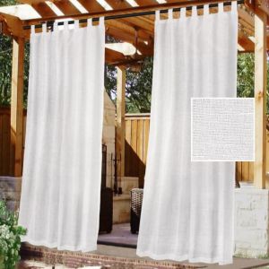Lot de deux rideaux d'ext&eacute;rieur imperm&eacute;ables,H 213 x L 132 cm - Fermeture velcro,protection UV,convient pour tonnelles,terrasses et patios,blanc cass&eacute;