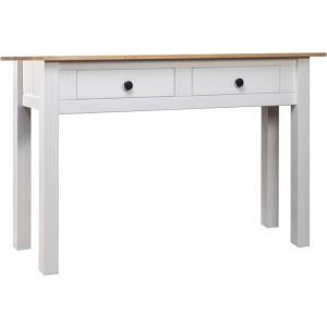 Décoshop26 - Table console meuble de bureau avec tiroirs 110 x 40 x 72 cm en bois de pin blanc DEC031691