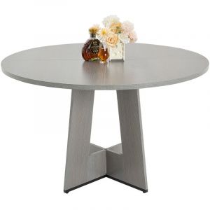 VEVOR Table a manger ronde, 120 cm, table de salle a manger en bois pour 2 a 4 personnes, mobilier circulaire rustique avec pieds en bois epais,