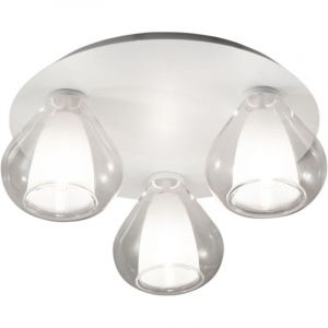 Lila - Plafonnier rond d.40cm Fabas Luce - Applique avec 3 ampoules LED E27 MAX 40W - Transparent