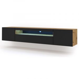 Bim Furniture - Meuble tv aura 200x37x42 cm, &agrave; suspendre ou &agrave; poser, meuble tv universel, tv Board, Lowboard, Sideboard, table HiFi, meuble suspendu