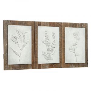 Triptyque de panneaux floraux - Bois - Multicolore - Interior's
