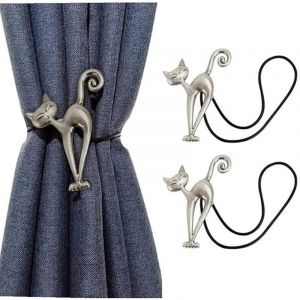 2Pcs Embrasse &agrave; Rideaux Magn&eacute;tique Attache Rideau Aimant&eacute; Boucle de Rideau Magnifique Clip Rideau en Motif de Chat Accessoires pour Rideaux pour