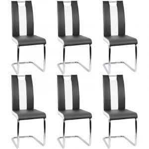 Lot de 6 Chaise de Salle à Manger Chaises de Maison en Forme d'arc à Dossier Unique pour Cuisine/Salle à Manger/Jardin (Noir-Blanc, 6)