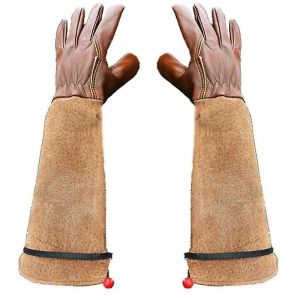 S) Gants de jardinage 1 paire, gants anti-épines de taille de rose, gants en peau de mouton en peau de porc Gants floraux - dark brown