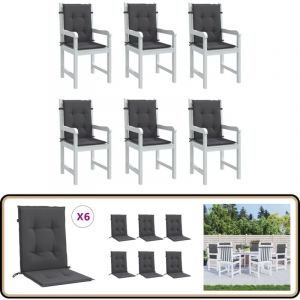 Coussins de chaise à dossier bas lot de 6 anthracite mélangé - Coussin De Chaise - Coussin Exterieur - Coussin Jardin - Fauteuil - Decoration