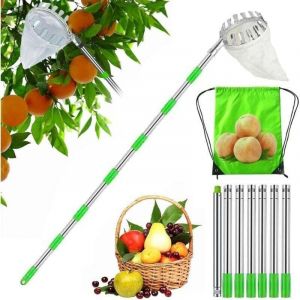 3 M Cueille Fruit Telescopique, Cueilleur de Fruits Amovible, Ramasse Fruits Telescopique, Perche Cueille Fruits Telescopique, Cueille Cerise,