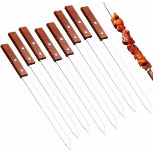 8 Pi&egrave;ces Pique a Brochette pour Barbecue, Pic Brochette Inox, R&eacute;utilisable Accessoire Barbecue, Solide Pratique Ustensiles Barbecue, pour Camping,