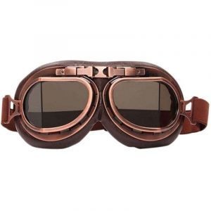 Lunettes de Motocross, Steampunk Vintage aviateur Style Pilote Moto Cruiser Scooter Goggle Biker Racer Cruiser Touring Casque Demi Casque (Copper,