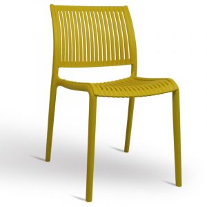 Okaffarefatto - Chaise Aurora d'ext&eacute;rieur en plastique couleur jaune moutarde mod&egrave;le confort
