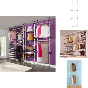 Système de garde-robe télescopique avec barres Aluminium - Portemanteau Télescopique - Armoire Extensible - Organisation De Placard - Système De