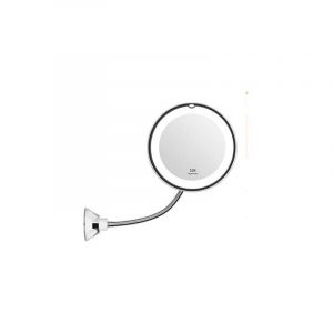 Miroir grossissant flexible avec lumière led Grossissement 10X Ventouse puissante Miroir de courtoisie éclairé Miroir de maquillage de maquillage