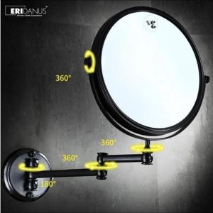Miroir de Courtoisie Noir Antique, Grossissement 1X/3X, Rotation Double Face &uml;&curren; 360&iexcl;&atilde;, Miroir de Beaut&uml; de Salle de Bain Mural Extensible,