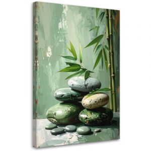 Tableau d&eacute;co Pierres zen spa bambou imitation peinture 60x90