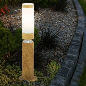 Lampadaire lampadaire ext&eacute;rieur lampadaire rond ext&eacute;rieur terrasses inox, aspect bois avec led d&eacute;corative, 1x E27, DxH 11,7 x 50 cm