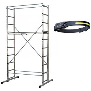 Echafaudage domestique: Hauteur de travail max 3.78m + Lampe frontale - 203702-LAMPE