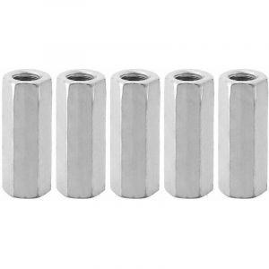 Trywise 5Pcs &Eacute;crou Manchon Acier Carbone M12, Manchon Hexagonal M12 50, Ecrou Long M12 de Connecteur Tige Filet&eacute;e M12 de Douille &Eacute;crou Fixations