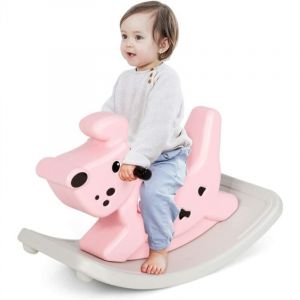 Cheval à Bascule en Plastique, Chien à Bascule avec Grande paissieur, Jouet à Bascule Bebe avec Musique Lumières, Jouets de Jardin Extérieur, Adapté