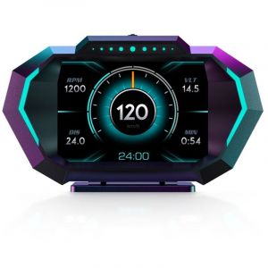 Affichage de jauge OBD2 avec vitesse, affichage t&ecirc;te haute pour voitures P24, consommation de carburant, RPM, alarme de survitesse, compteur de