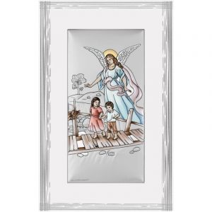 Image d'un ange gardien, argenté, moderne, au-dessus d'un lit d'enfant sur le pont, 9x15,5 Taille: 9x15,5 cm UGS : BC6769/2FBCOL