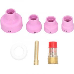 7 pi&egrave;ces Kit de buse en c&eacute;ramique n &deg; 24/16/14/12 embouts de sablage &agrave; l'air tasses de sablage en alumine adapt&eacute;es &agrave; la torche de soudage TIG
