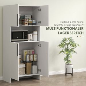 Armoire de cuisine, armoire haute avec tablette pour micro-ondes, buffet avec porte Soft-Close, de rangement Vitrine pour cuisine salle &agrave; manger