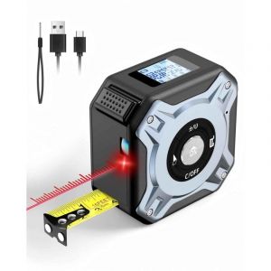 Ruban à Mesurer Laser 2 en 1, Telemetre Laser 40m & Metre Ruban 5m, USB-C Rechargeable Metre Laser, Écran LCD, Plusieurs Modes de Mesure, M/in/Ft,