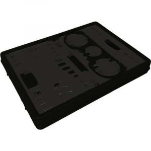 Cagette pliable L485xl345xH230 mm contenu 35 l avec 2 poign&eacute;es et porte-bouteille noir-gris