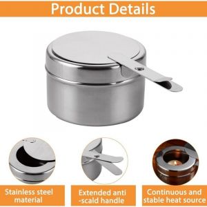 4 Pi&egrave;ces R&eacute;cipients &agrave; P&acirc;te Combustible, R&eacute;chaud Fondue Br&ucirc;leur &agrave; Alcool, Br&ucirc;leur Chafing Dish en Acier Inoxydable, R&eacute;cipients &agrave; P&acirc;te Combustible pour