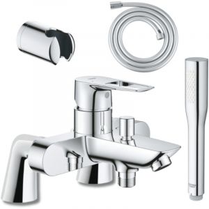 Mitigeur m&eacute;canique GROHE Start Loop avec colonnettes + Douchette 1 jet Vitalio Get Stick + Flexible 1750 mm et support