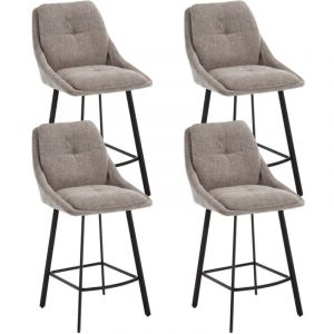 Wahson Office Chairs - Tabouret de Bar Lot de 4 Chaises de Bar Haute Cuisine avec Coussin Confortable et Pied Métal Pour Ilot Central/Cuisine, Gris,