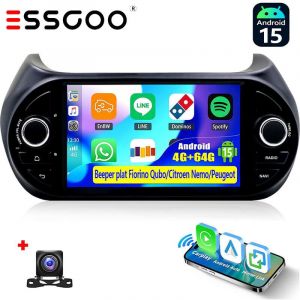4 + 64G 7 "pour citro&euml;n Nemo Peugeot Bipper Fiat Fiorino autoradio Android 15 GPS RDS Navi WIFI &eacute;cran tactile - 4+64G CAM