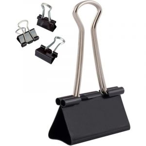 Lot de 12 Pinces &agrave; documents 41 mm Bo&icirc;te de Pinces &agrave; papier multi-fonctions Binder Clips Papier M&eacute;tal Pince a Dessin pour Notes Papier &agrave; lettre Clip