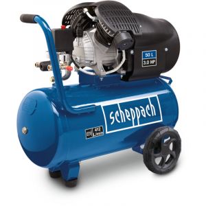 [JAMAIS UTILIS&Eacute;] Scheppach Compresseur &agrave; air bicylindre HC52DC - 2200 W - Cuve 50 L - Pression 8 bar - D&eacute;bit d'aspiration 412 L/min - R&eacute;ducteur de