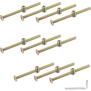 M6 Kit de 10 Pcs Vis &agrave; Bois, Vis &agrave; T&ecirc;te Cylindrique Frais&eacute;e Plate Six Pans Vis Ecrous, Fixation de Boulon pour Tete de Lit, Chaise Bureau Enfant,