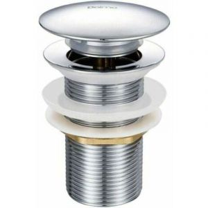 Bonde de Lavabo Pop-up sans Trop-Plein en Laiton Chrom&eacute; G 1-1/4, &Eacute;quip&eacute;e d'un Syst&egrave;me d'Ouverture et de Fermeture Facile &agrave; Bouton-Poussoir.